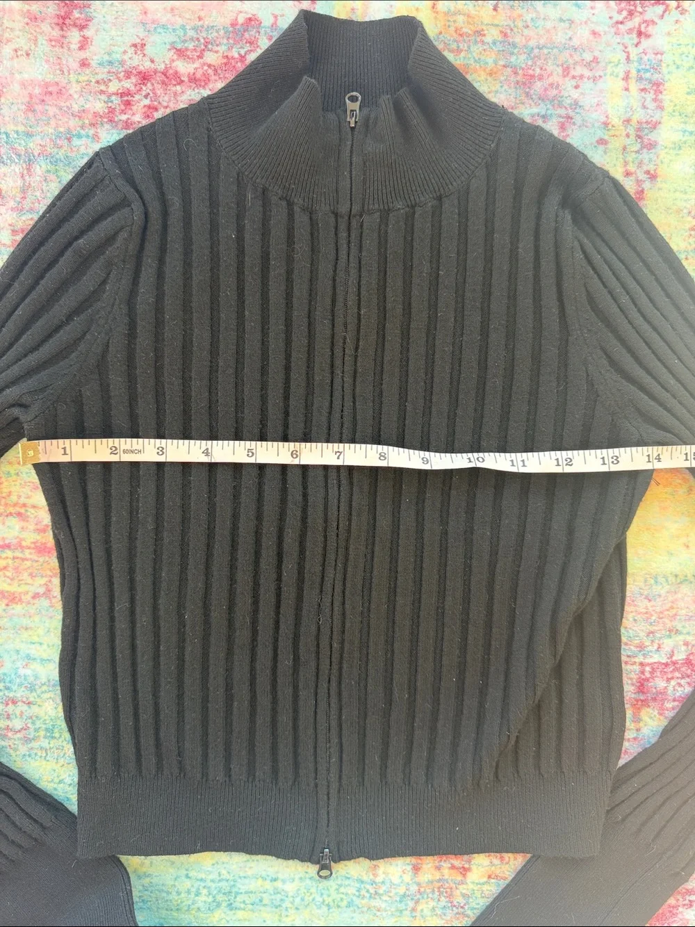 DOUBLE ZIPPER! wild fable Black Ribbed Zip-Front Mock Neck Cardigan